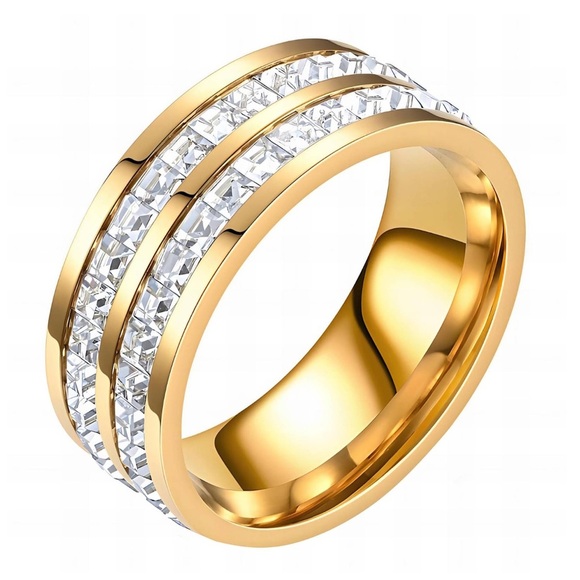 Cubic zirconia 18 karat gold over stainless ring - Picture 1 of 1